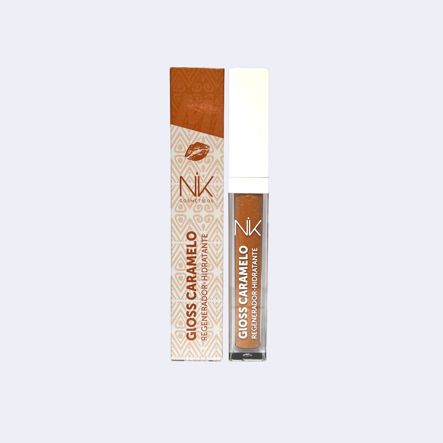 Labial NIK Gloss Caramelo en tubo de 6 grs