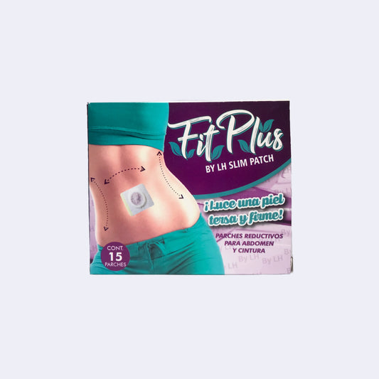 Parche transdérmico FitPlus en caja con 15 piezas.