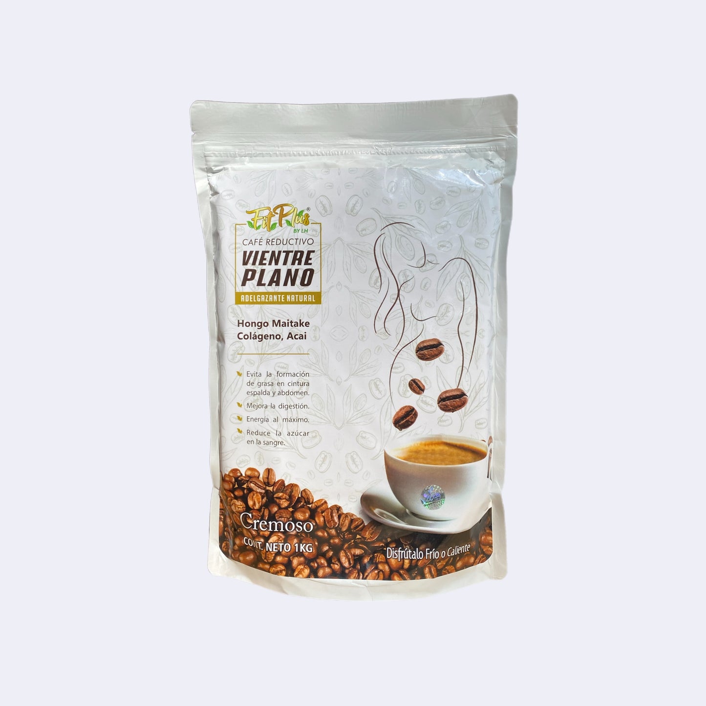 Café reductivo Vientre Plano FitPlus, sabor cremoso en sobre de 1 Kg