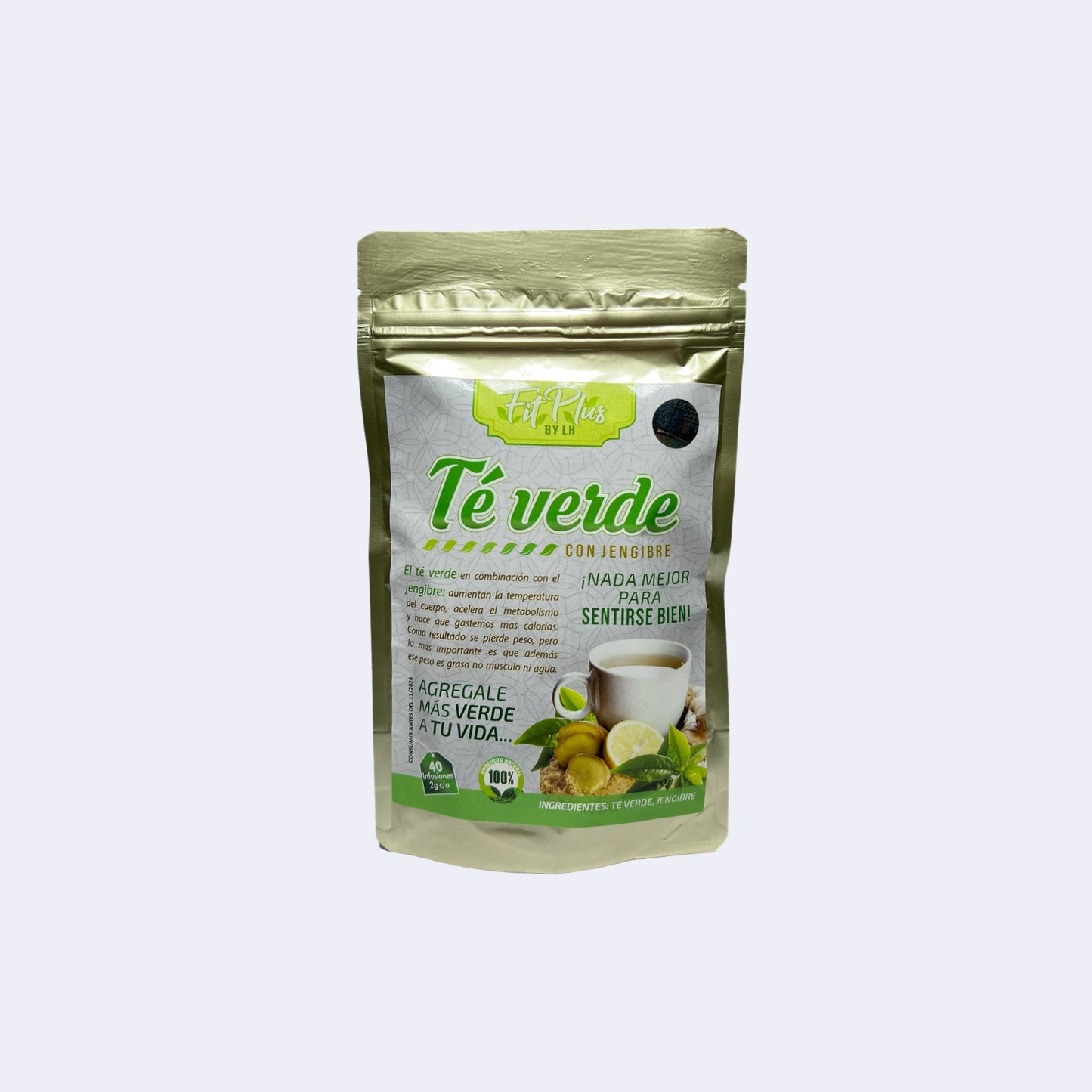 Te Verde FitPlus con jengibre en sobre con 40 infusiones