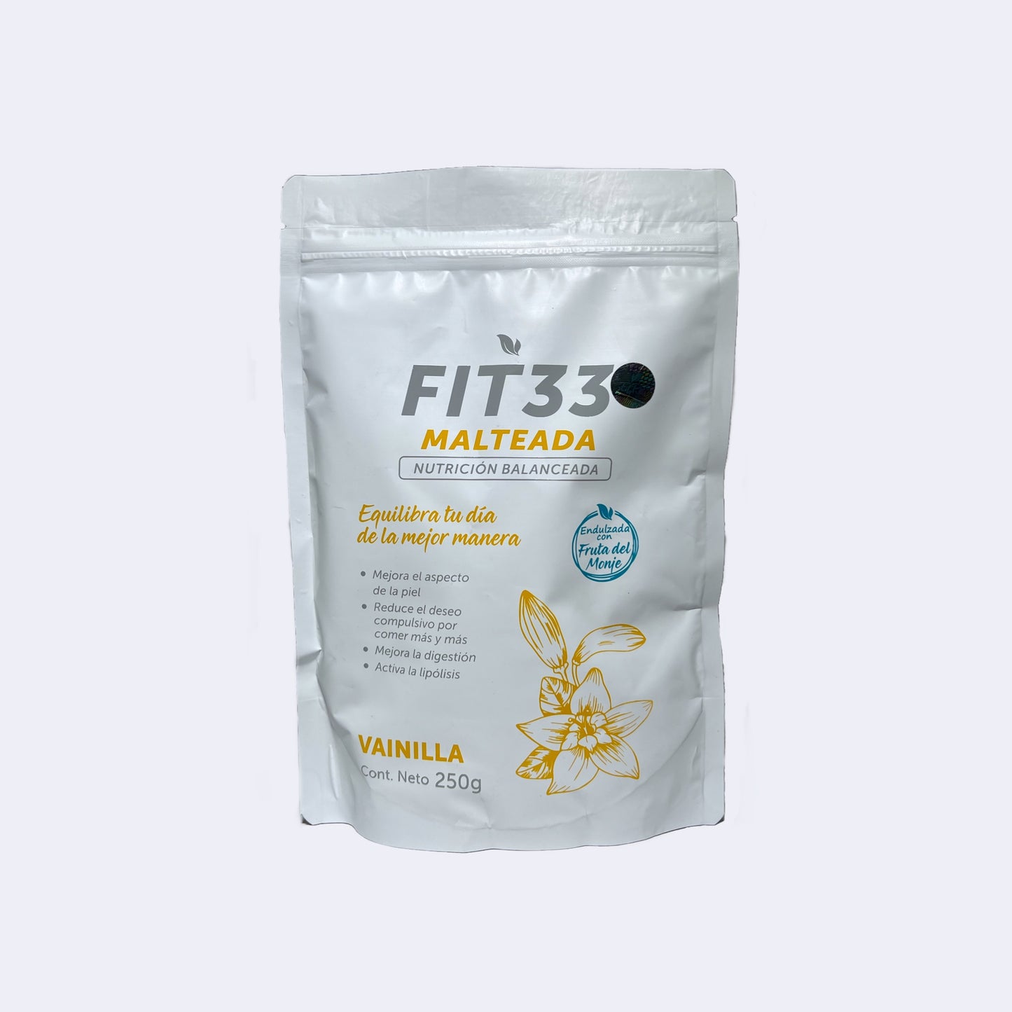 Malteada Fit33 FitPlus sabor vainilla en sobre de 250g